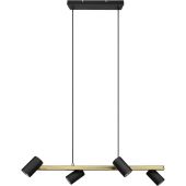 Trio Marley 302400480 mat zwart met goud hanglamp