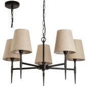 Searchlight Gothic 30690-5BK zwart metalen kroonluchter met linnen kapjes