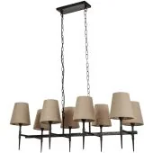 Searchlight Gothic 30690-8BK zwarte hanglamp met linnen kapjes