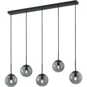 Trio Salini 308500542 hanglamp met vijf rookglazen bollen