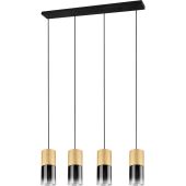 Trio Robin 310600454 mat messing hanglamp met rookglas
