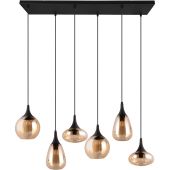 Trio Lumina 317000613 hanglamp met zes amber glazen kappen