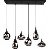 Trio Lumina 317000632 zwarte hanglamp met verchroomde kappen