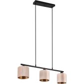Trio Julieta 319000344 zwarte hanglamp met fluwelen kappen