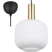 Trio Diva 319800108 messing hanglamp met ribbelglas