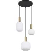 Trio Diva 319830308 mat messing hanglamp met ribbelglas