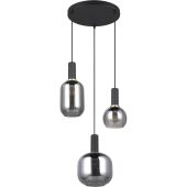 Trio Diva 319830332 zwarte hanglamp met chroom verdampt glas