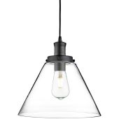 Searchlight Pyramid 3228BK zwarte hanglamp met helder glas