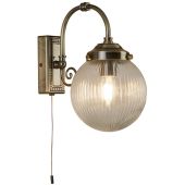 Searchlight Belvue 3259AB bronzen badkamer wandlamp met geribbeld glas