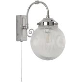 Searchlight Belvue 3259CC chromen badkamer wandlamp met geribbeld glas