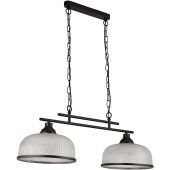Searchlight Highworth 3592-2BK zwarte hanglamp met holofaan glas