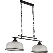 Searchlight Highworth 3592-2BK zwarte hanglamp met holofaan glas