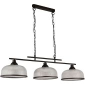 Searchlight Highworth 3593-3BK zwarte hanglamp met holofaan glas