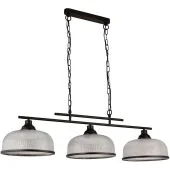 Searchlight Highworth 3593-3BK zwarte hanglamp met holofaan glas