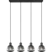 Trio Tarifa 362800432 zwarte hanglamp met ribbelglas