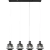 Trio Tarifa 362800432 zwarte hanglamp met ribbelglas