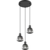 Trio Tarifa 362830332 zwart ribbelglazen hanglamp