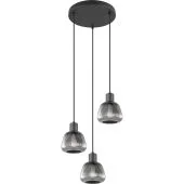Trio Tarifa 362830332 zwart ribbelglazen hanglamp