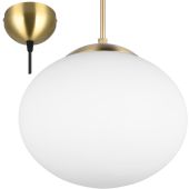 Trio Fomento 363100108 mat messing hanglamp met wit glas