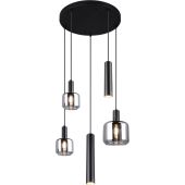 Trio Mataro 364130532 zwarte hanglamp met verchroomd glas