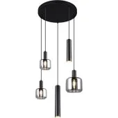 Trio Mataro 364130532 zwarte hanglamp met verchroomd glas