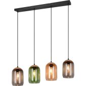 Trio Cork 364600417 amber, groen en rookglazen hanglamp