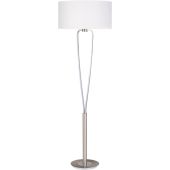 Trio Paris 400200107 staal kleurige vloerlamp met wit textiel
