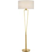 Trio Paris 400200108 messing vloerlamp met wit textiel
