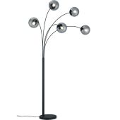 Trio Salini 408500542 booglamp met vijf rookglazen bollen