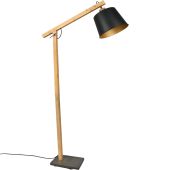 Trio Harris 412700132 mat zwarte vloerlamp met hout