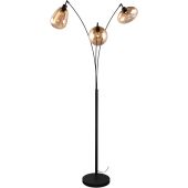 Trio Lumina 417000313 vloerlamp met drie amber glazen kappen