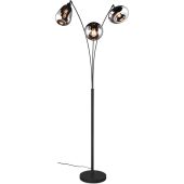 Trio Lumina 417000332 mat zwarte vloerlamp met verchroomd glas
