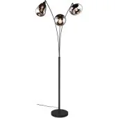 Trio Lumina 417000332 mat zwarte vloerlamp met verchroomd glas