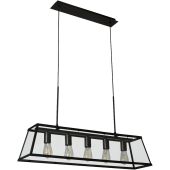 Searchlight Voyager 4614-5BK zwarte hanglamp met helder glas