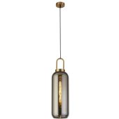 Searchlight Pipette 46641-1SM mat messing hanglamp met rookglas
