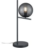 Trio Pure 502000142 antraciet grijze tafellamp met rookglas