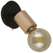 Searchlight Spinny 50211-1NA zwarte spot met houten fitting