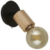 Searchlight Spinny 50211-1NA zwarte spot met houten fitting