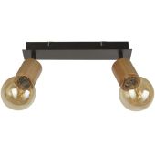 Searchlight Spinny 50211-2NA zwarte spot met houten fittingen