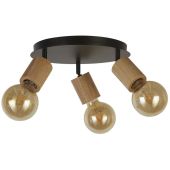 Searchlight Spinny 50211-3NA zwarte spot met houten fittingen