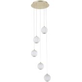 Searchlight Allure 51481-5SB messing hanglamp met acryl bollen