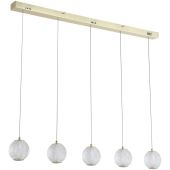 Searchlight Allure 51485-5SB messing hanglamp met acryl bollen