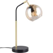 Trio Paxton 516900180 zwart gouden tafellamp met amber glas