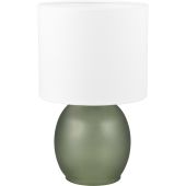 Trio Vela 517900115 groen glazen tafellamp met witte kap