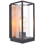 Lutec Flair 5288814012 mat zwarte buitenlamp met hout print