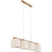 Britop Boho 529110404 eikenhouten hanglamp met linnen kappen