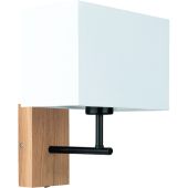 Britop Sonar 5721974 eiken wandlamp met wit textiel
