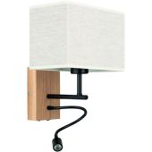 Britop Boho 57290974 eiken wandlamp met linnen kap en leeslamp