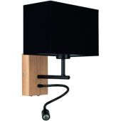 Britop Sonar 5732974 eikenhouten wandlamp met zwarte kap