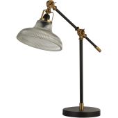 Searchlight Berwick EU60020BK zwart met bronzen tafellamp met ribbelglas